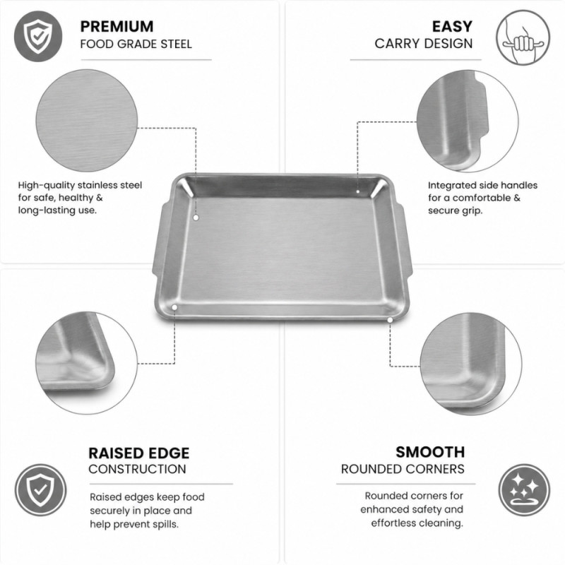 Modern serving tray – Silver Premium Quality (22×14 Cm)