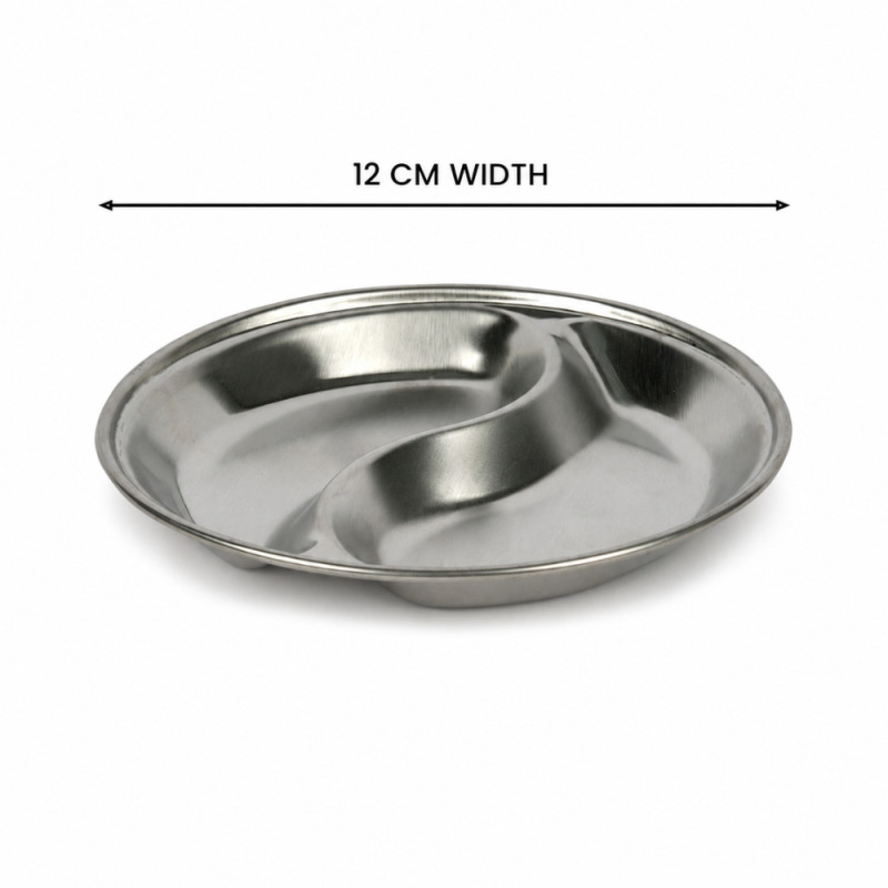 Stainless Steel Divided Plate - Silver (4 Compartment)