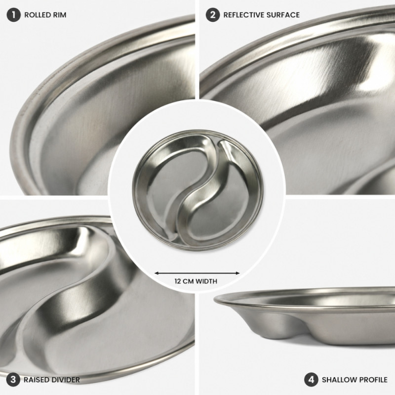 Stainless Steel Divided Plate - Silver (4 Compartment)
