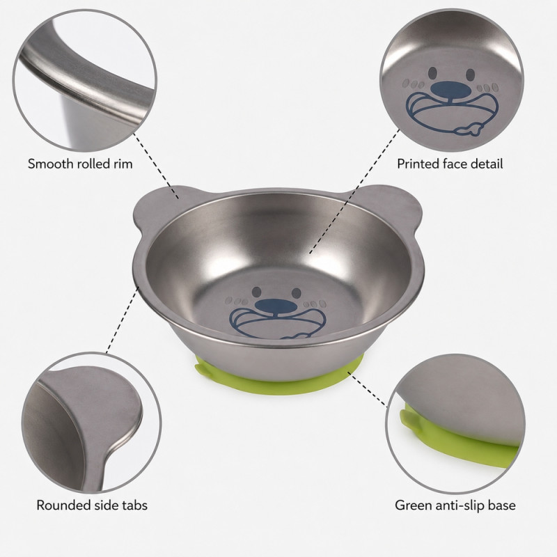 Stainless Steel Cat Food Bowl – Silver (13x15x5cm)