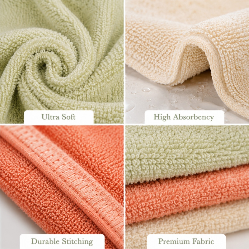 Trustworthy set of four premium microfiber towels featuring highly absorbent and quick-drying coral fleece material – Multi Color (4 PCS)