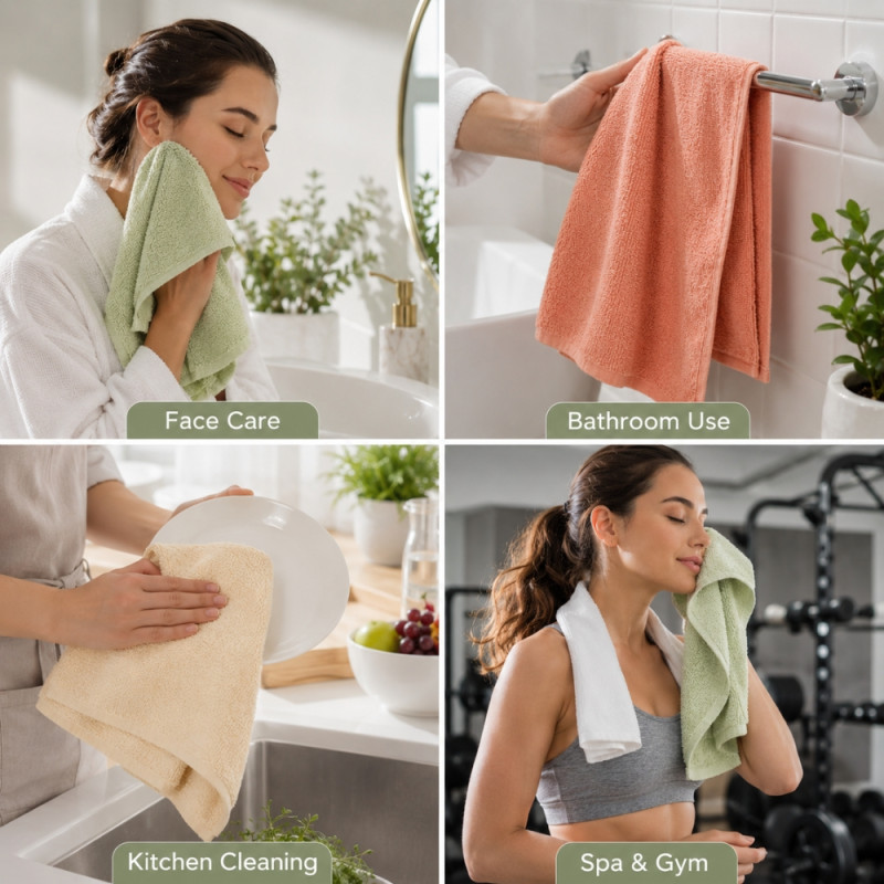 Trustworthy set of four premium microfiber towels featuring highly absorbent and quick-drying coral fleece material – Multi Color (4 PCS)