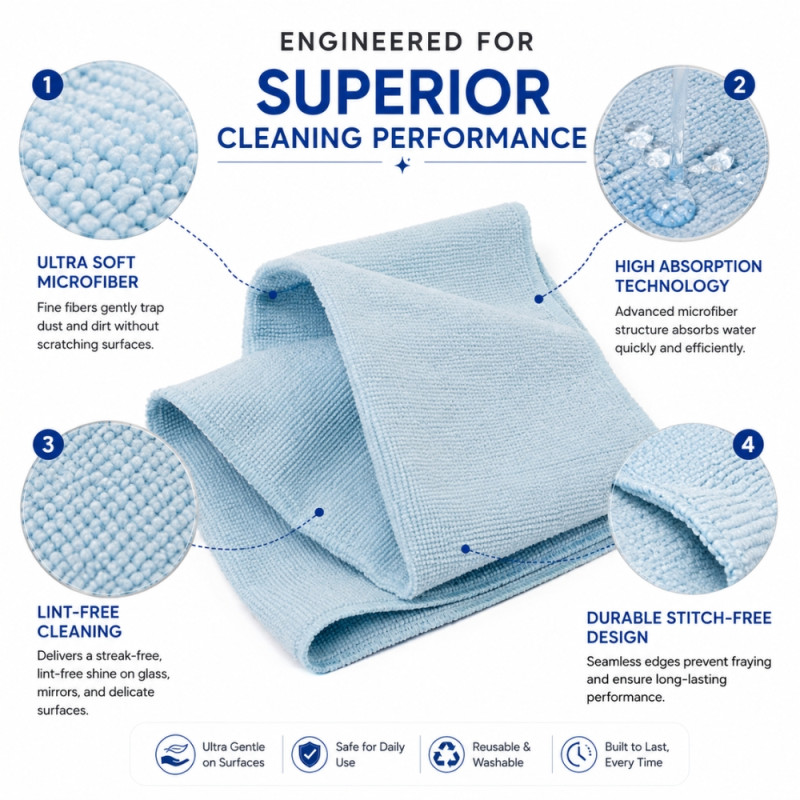 Premium Absorbent Towel/Cloth Set – Light Blue Soft Texture (30 Pcs
28 x 28cm)
