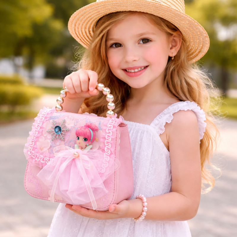 Kids Fashion Quilted Handbag – Vibrant Pink (18cm)