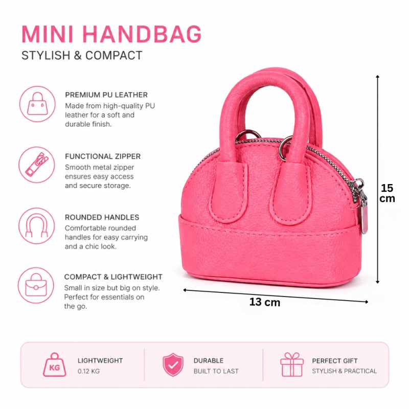 Kids Fashion Quilted Mini Handbag – Sweet Pink (15cm)