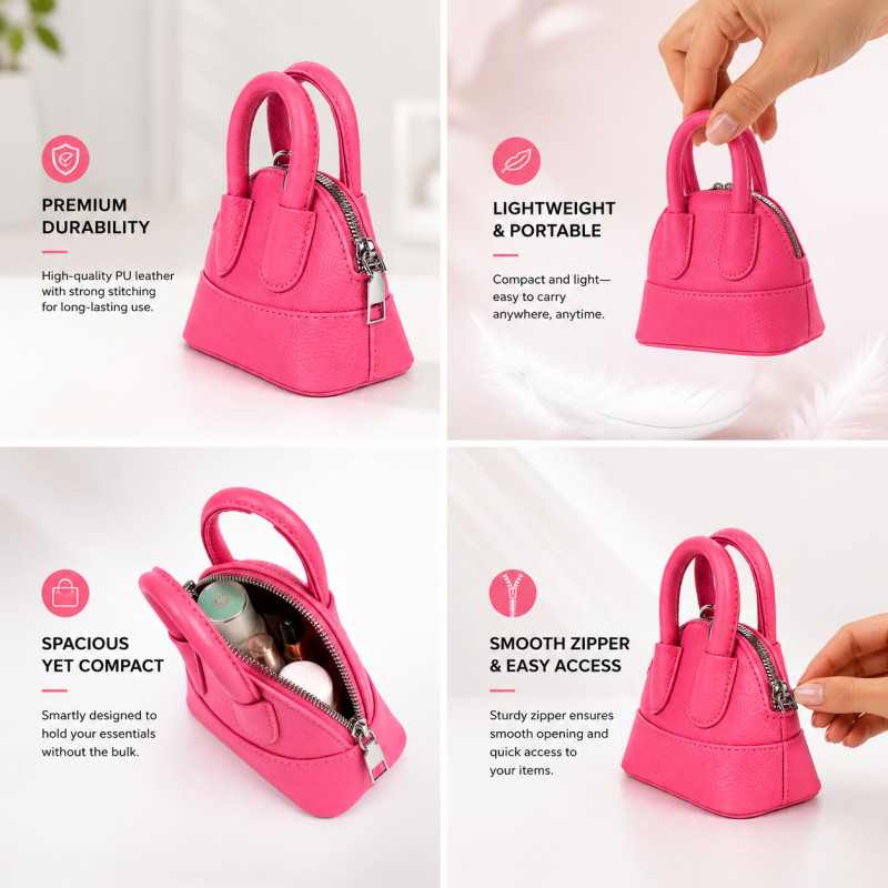 Kids Fashion Quilted Mini Handbag – Sweet Pink (15cm)