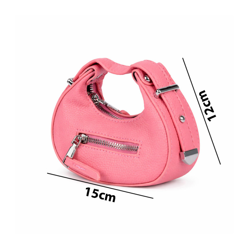 Ladies Quilted Mini Fashion Handbag – Elegant Pink (15cm)