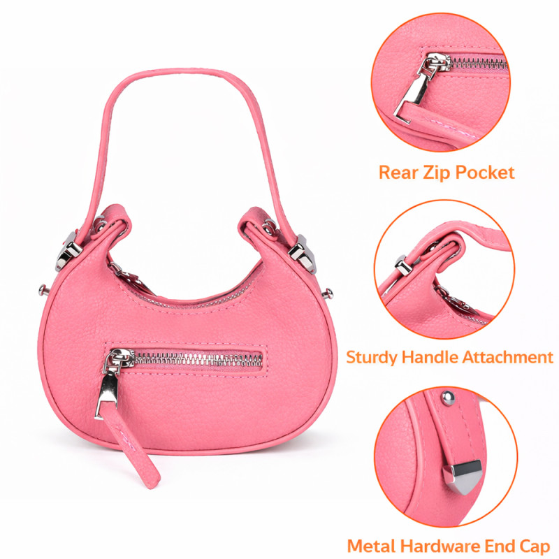 Ladies Quilted Mini Fashion Handbag – Elegant Pink (15cm)