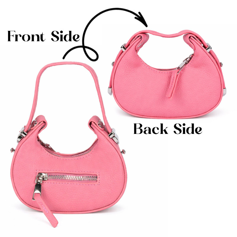 Ladies Quilted Mini Fashion Handbag – Elegant Pink (15cm)