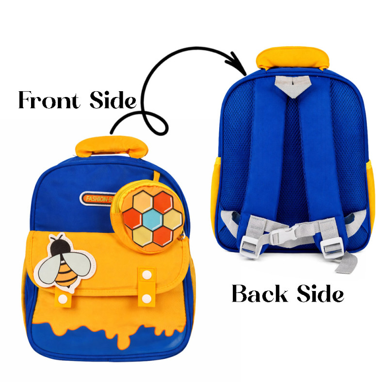 Kids Stylish Urban Explorer Backpack – Blue &amp; Mustard (30cm)