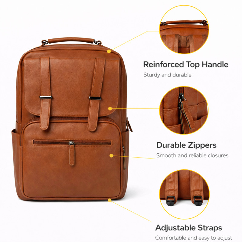 Urban Trend Scratch-Resistant Laptop Backpack – Heritage Brown (40cm)