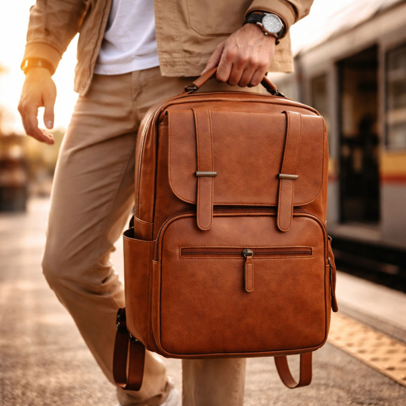 Urban Trend Scratch-Resistant Laptop Backpack – Heritage Brown (40cm)