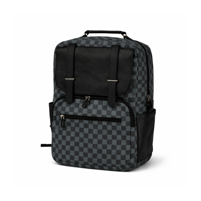 Executive Series Checkerboard Travel Backpack 40cm – Grey & Black