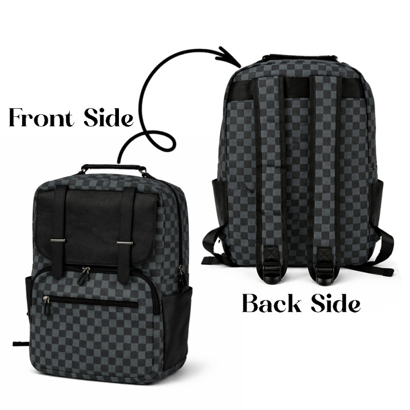 Executive Series Checkerboard Travel Backpack 40cm – Grey & Black