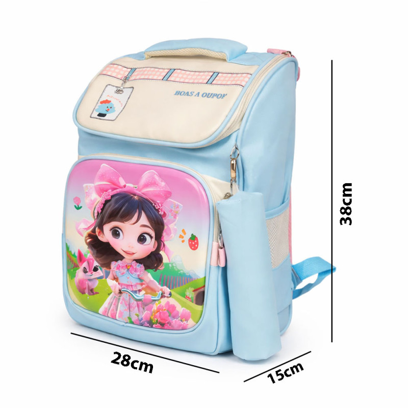 Kids Ergonomic Weight Reduction School Bag – Aqua Blue (38cm)