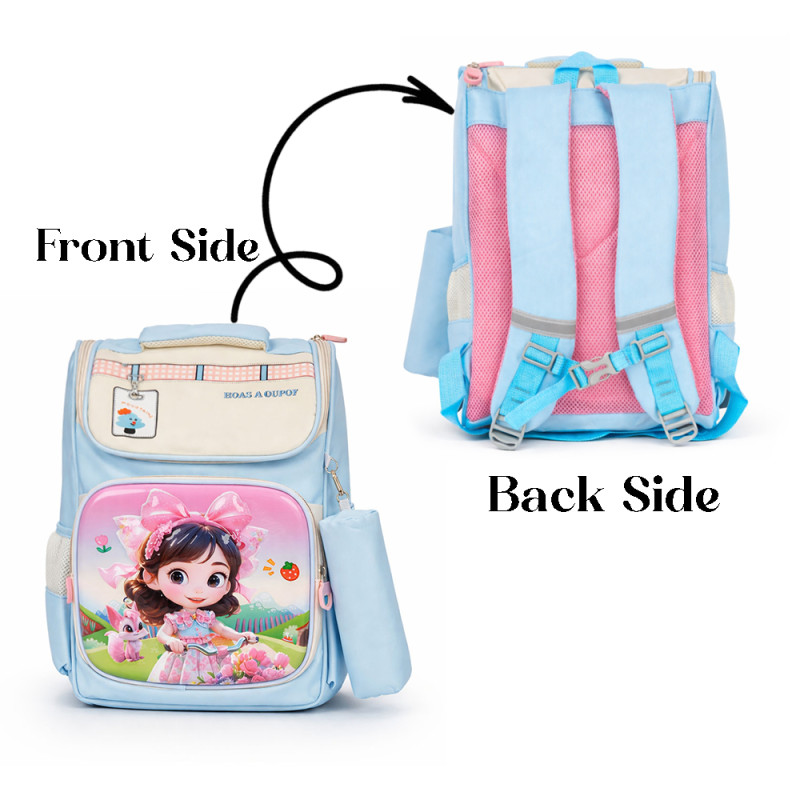 Kids Ergonomic Weight Reduction School Bag – Aqua Blue (38cm)