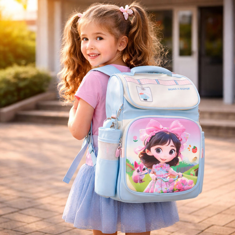 Kids Ergonomic Weight Reduction School Bag – Aqua Blue (38cm)