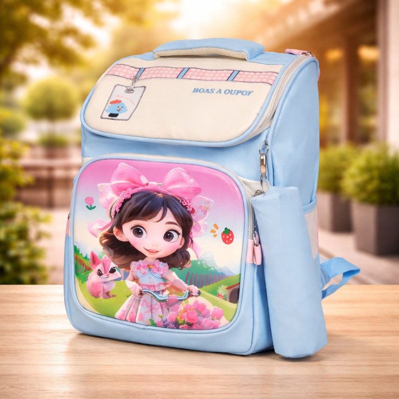 Kids Ergonomic Weight Reduction School Bag – Aqua Blue (38cm)