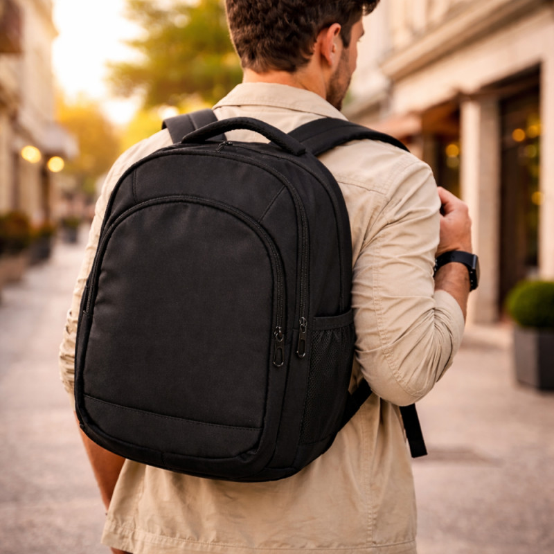 Compact Urban Daily Backpack – Sleek Black (36cm)