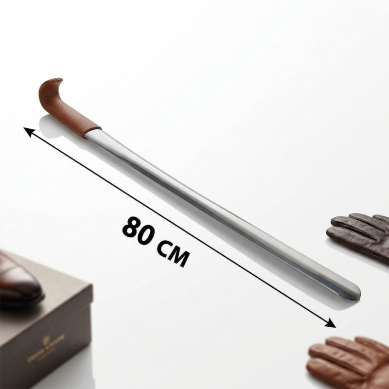 Professional Ultra-Long Metal Shoehorn – Polished Silver (80cm)