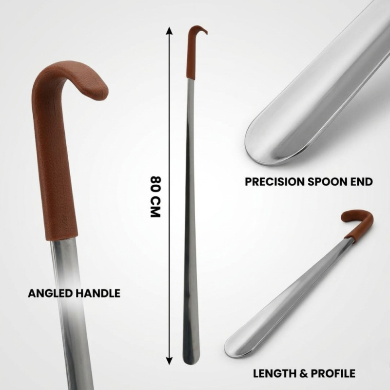 Professional Ultra-Long Metal Shoehorn – Polished Silver (80cm)