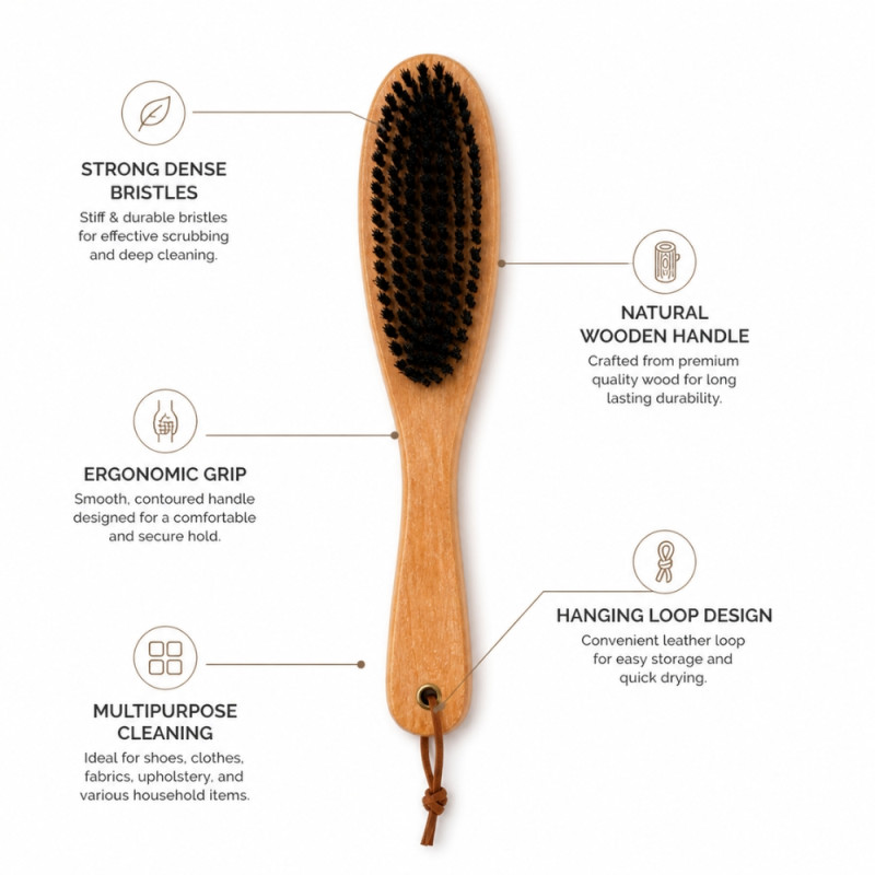 Professional Multipurpose Wooden Scrubbing Brush – Heavy-Duty Natural Bristles