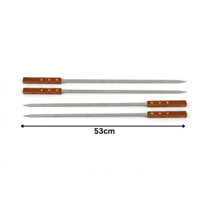 Professional 53cm Stainless Steel Barbecue Skewers – Heavy-Duty Silver Grilling Set