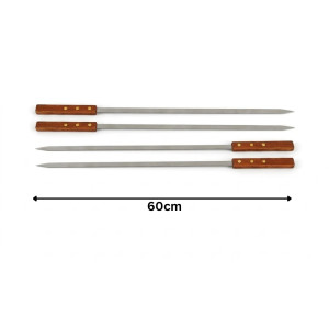 Stainless Steel BBQ Skewers 60cm – Durable Silver Grilling Needles sets