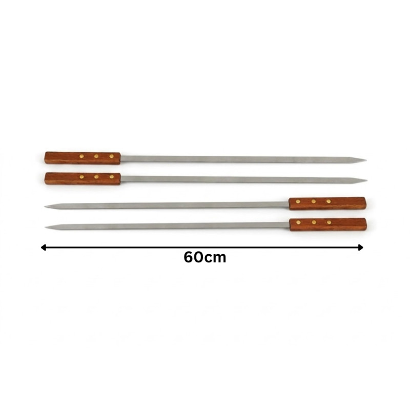 Professional 60cm Stainless Steel Barbecue Skewers – Heavy-Duty Silver Grilling sets