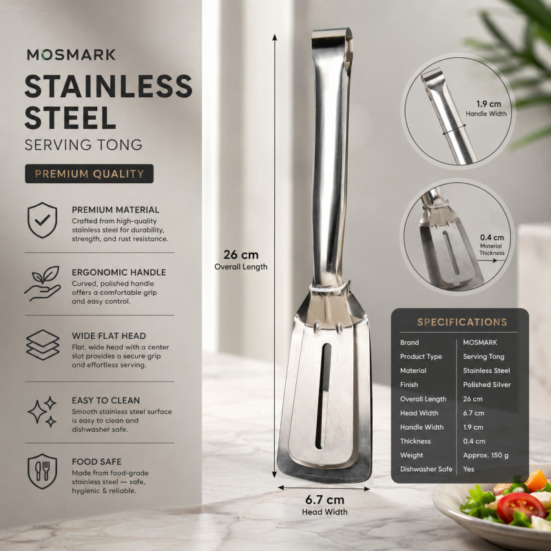 Pure Craft Serving Tong Designed for Everyday Cooking & Kitchen Excellence