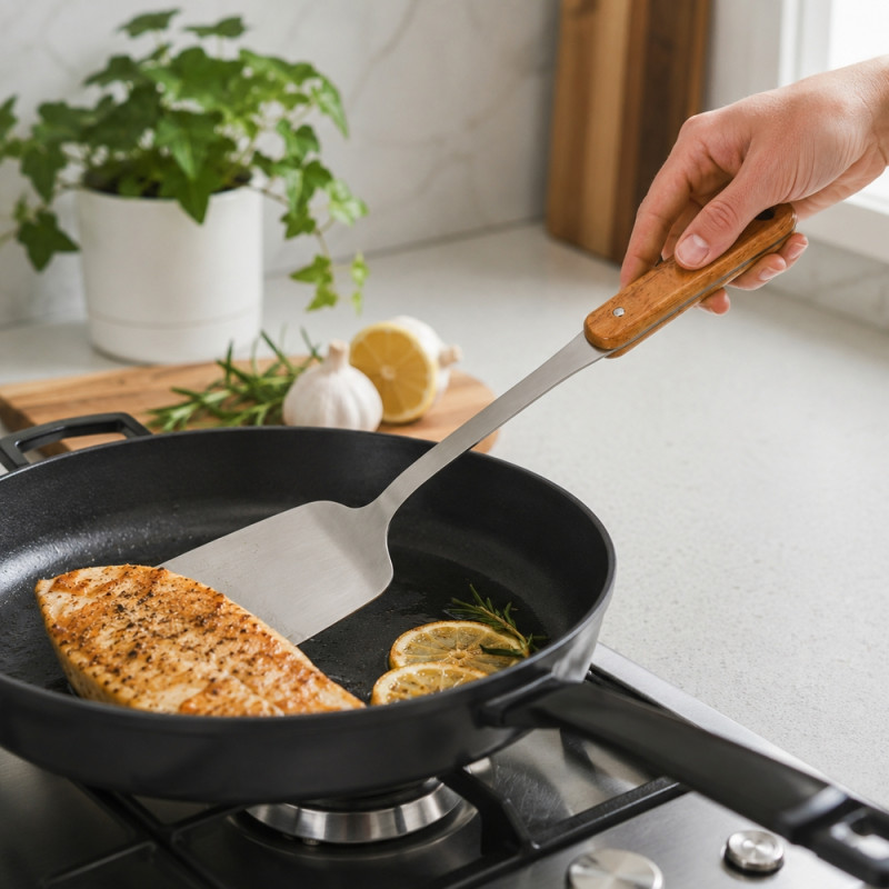 Ideal Level Kitchen Spatula Designed for Everyday Cooking &amp; Kitchen Excellence – Brown (H-40, W-9.5 CM)