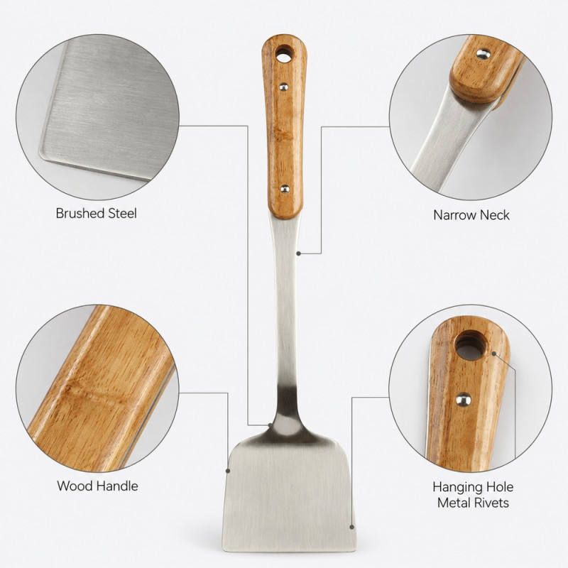 Ideal Level Kitchen Spatula Designed for Everyday Cooking &amp; Kitchen Excellence – Brown (H-40, W-9.5 CM)