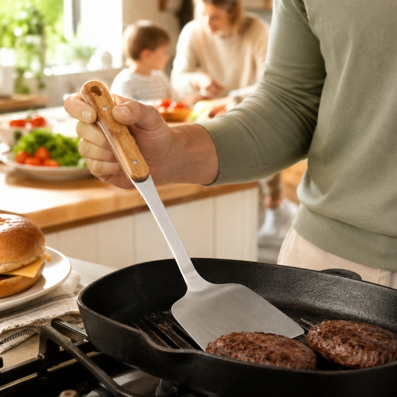 Ideal Level Kitchen Spatula Designed for Everyday Cooking &amp; Kitchen Excellence – Brown (H-40, W-9.5 CM)