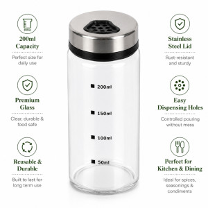 Superior Pro Spice Jar Designed for Everyday Cooking &amp; Kitchen Excellence – Silver (H-200)