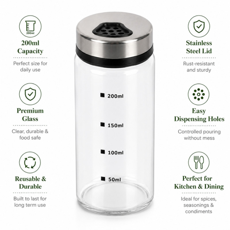 Superior Pro Spice Jar Designed for Everyday Cooking &amp; Kitchen Excellence – Silver (H-200)