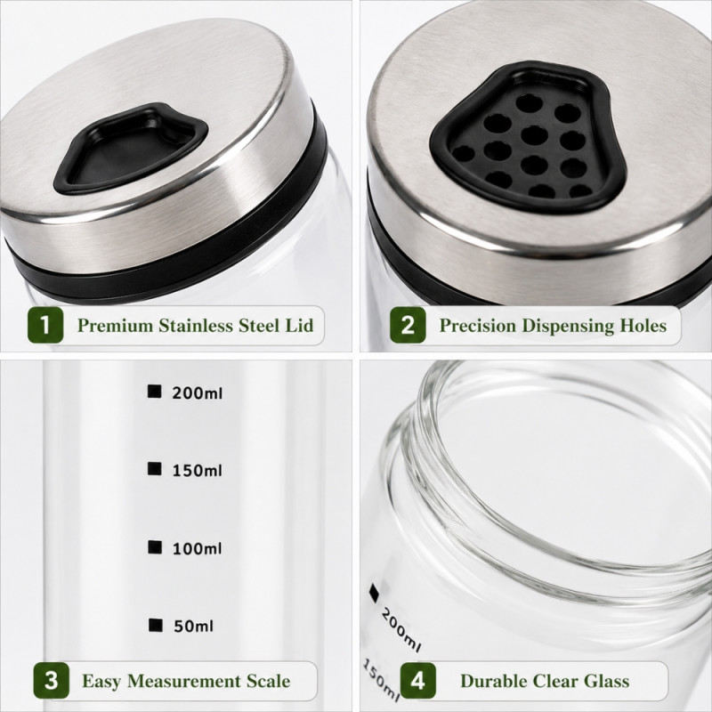 Superior Pro Spice Jar Designed for Everyday Cooking &amp; Kitchen Excellence – Silver (H-200)