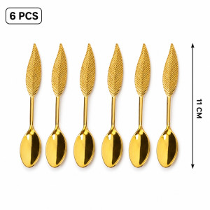 Solid Edge Spoon Designed for Everyday Cooking &amp; Kitchen Excellence – Golden (6 PCS)