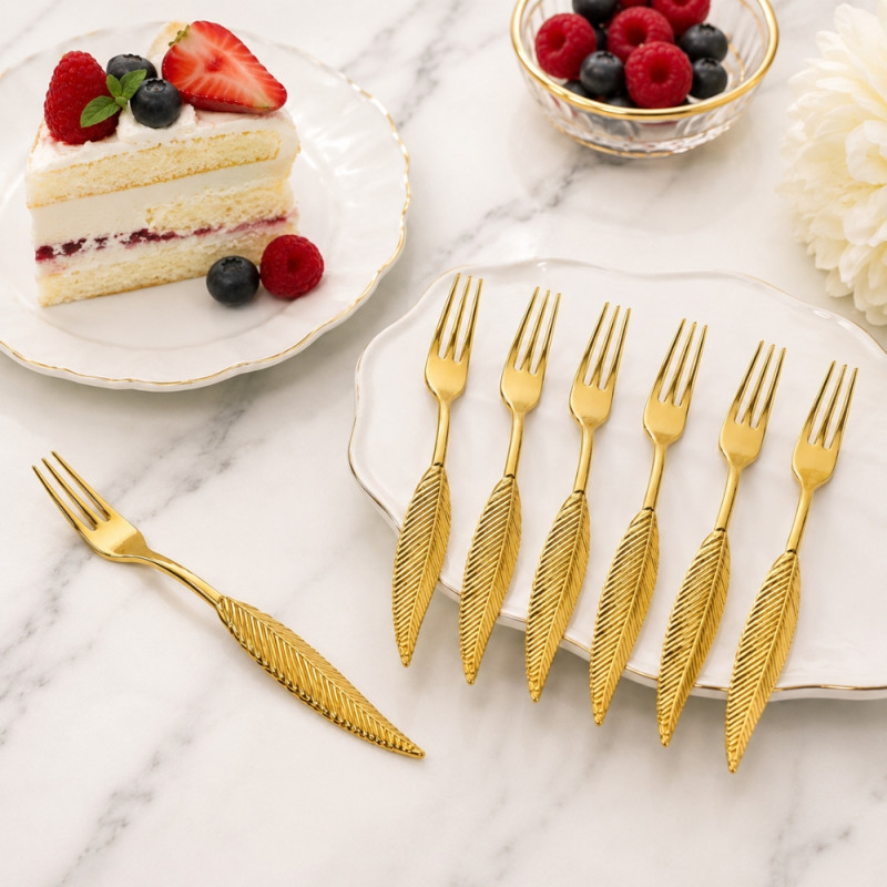 Sleek Class Dinner Fork Set Designed for Everyday Cooking &amp; Kitchen Excellence – Golden (6 PCS)