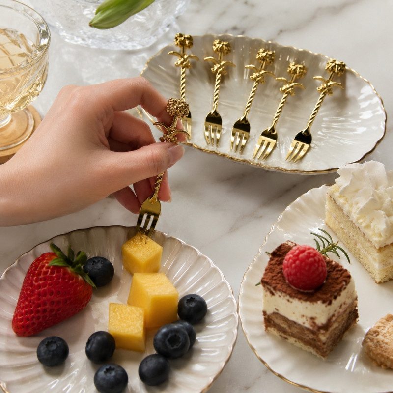 Bold Tier Fork Set Designed for Everyday Cooking & Kitchen Excellence – Golden (6 PCS)