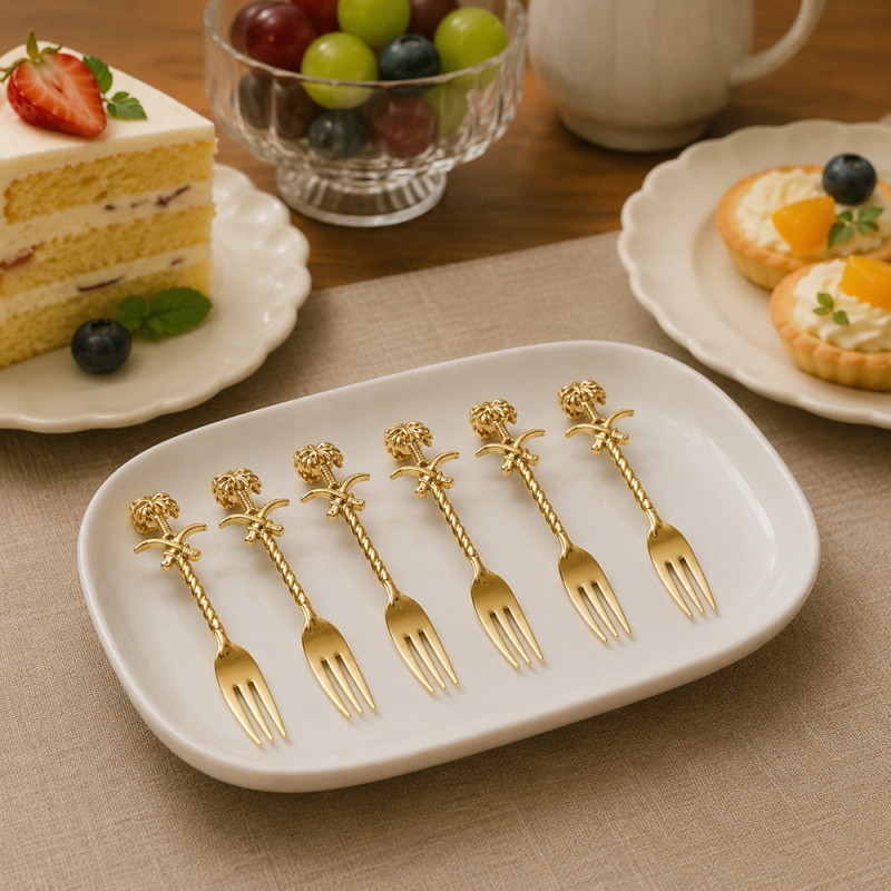Bold Tier Fork Set Designed for Everyday Cooking & Kitchen Excellence – Golden (6 PCS)