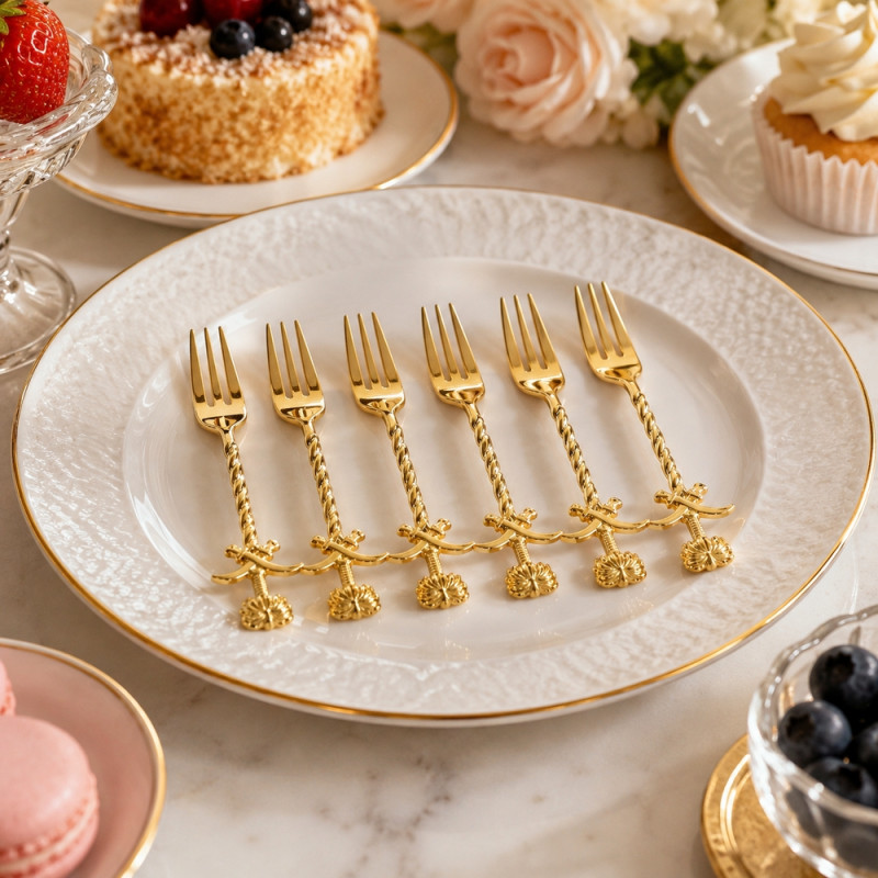 Bold Tier Fork Set Designed for Everyday Cooking & Kitchen Excellence – Golden (6 PCS)