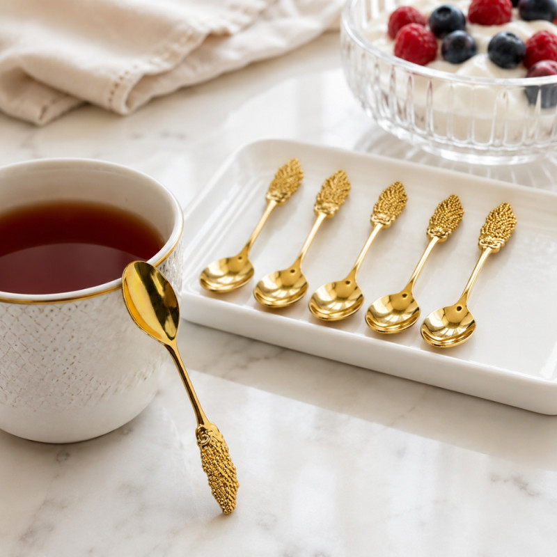 Soft Design Spoon Set Designed for Everyday Cooking &amp; Kitchen Excellence – Golden (6 PCS)