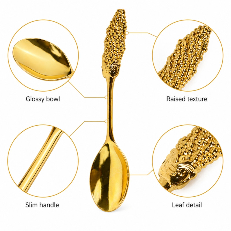 Soft Design Spoon Set Designed for Everyday Cooking &amp; Kitchen Excellence – Golden (6 PCS)