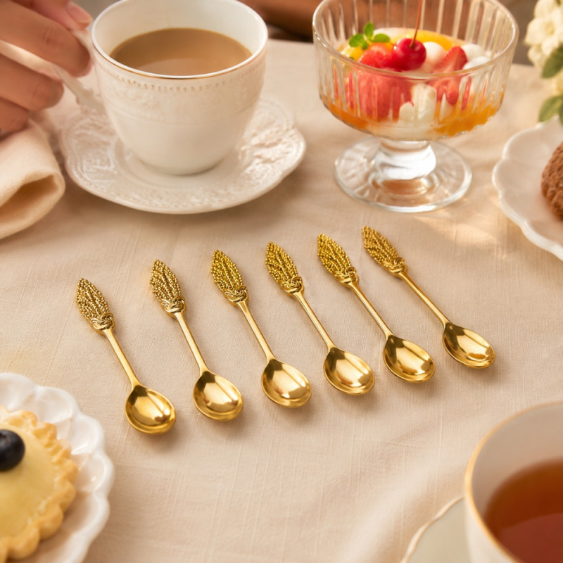 Soft Design Spoon Set Designed for Everyday Cooking &amp; Kitchen Excellence – Golden (6 PCS)