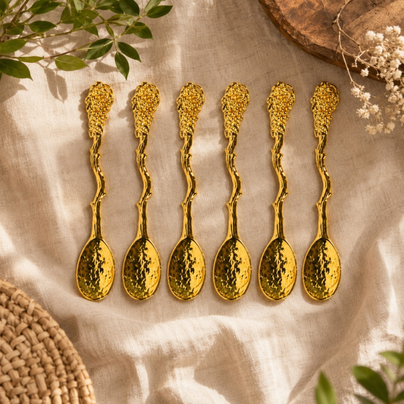 Soft Form Spoon Set Designed for Everyday Cooking &amp; Kitchen Excellence – Golden (6 PCS)