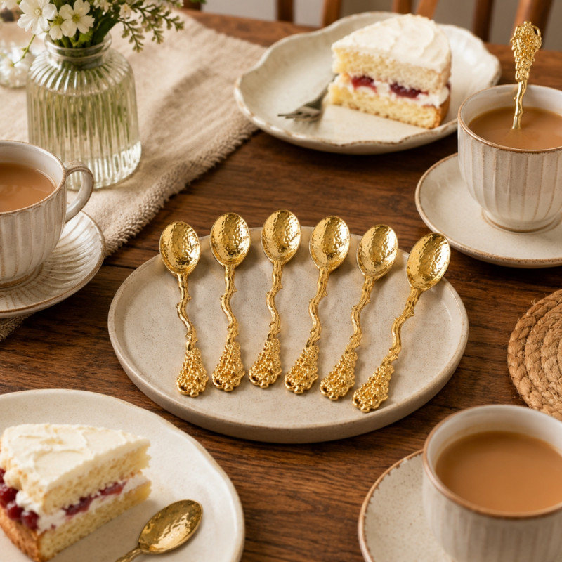 Soft Form Spoon Set Designed for Everyday Cooking &amp; Kitchen Excellence – Golden (6 PCS)