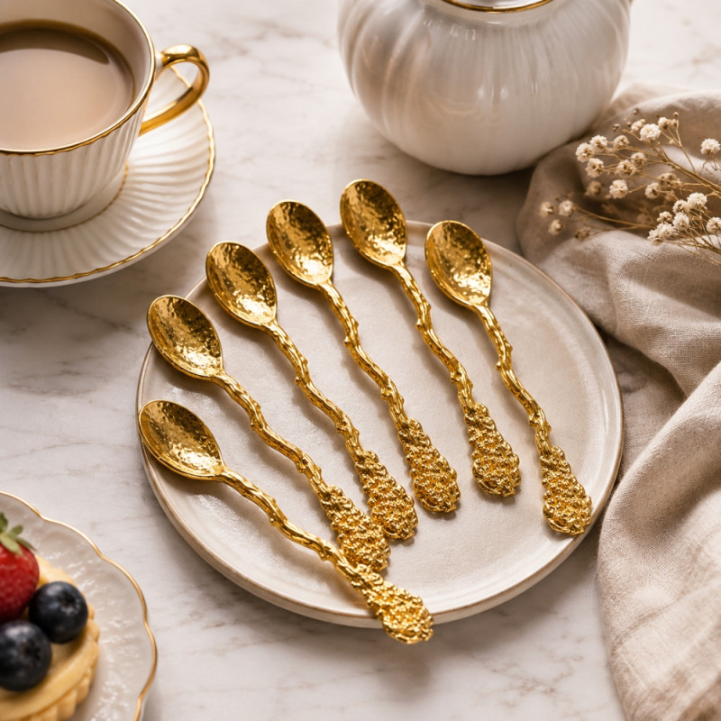 Soft Form Spoon Set Designed for Everyday Cooking &amp; Kitchen Excellence – Golden (6 PCS)