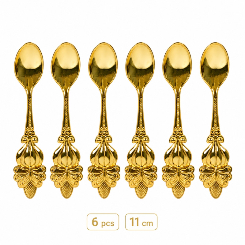 Clear Style Spoon Set Designed for Everyday Cooking & Kitchen Excellence – Golden (6 PCS)