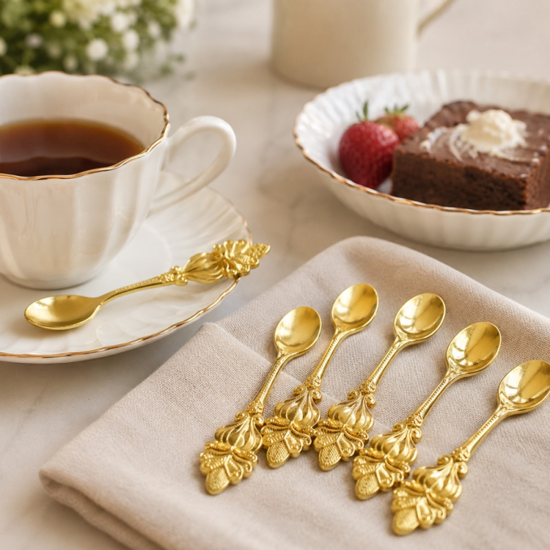 Clear Style Spoon Set Designed for Everyday Cooking & Kitchen Excellence – Golden (6 PCS)