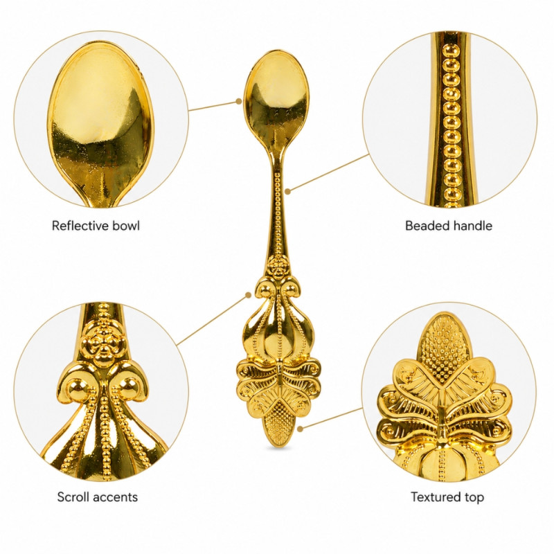 Clear Style Spoon Set Designed for Everyday Cooking & Kitchen Excellence – Golden (6 PCS)